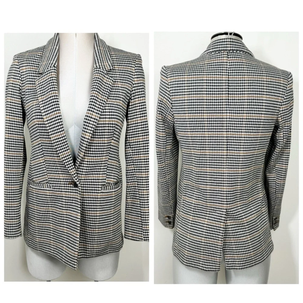 Old Navy Oversized Patterned Blazer Houndstooth Plaid Size XS Extra Small - Picture 1 of 9